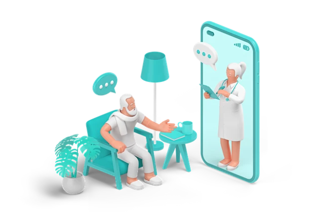 Online Medical Consultation 3D Illustration